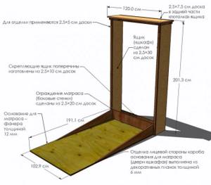 Кровать откидная горизонтальная своими руками схема каркаса