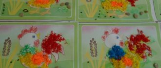 Мастер-класс по рисованию и аппликации из цветных ниток и природного материала «Петушок» с детьми средней группы